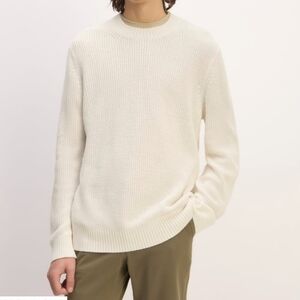 Everlane Men's The No-Sweat Ribbed Crew In Ivory Size XL